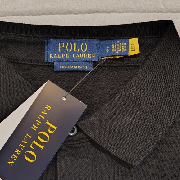 Polo Ralph Lauren RL Racing Motorsport Polo Black Custom Slim Fit Size Large NWT - Picture 6 of 6